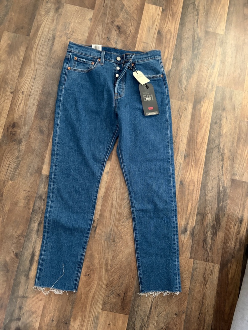 High-Rise Skinny Jeans in Dark Blue Denim